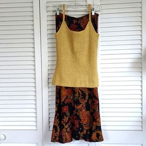 Gold Sparkle Top and Matching Floral Shimmer Skirt maxi length